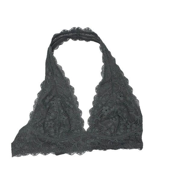Free People Intimately Lace Halter Bralette Dark Gray M - Picture 1 of 3